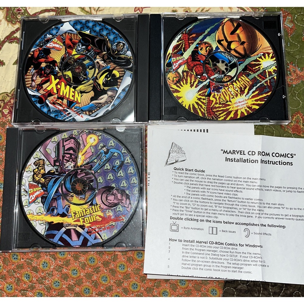 Snap CD-Rom Comic book library Marvel‎ Comics lot Of 3 X Men , Spider-Man Etc